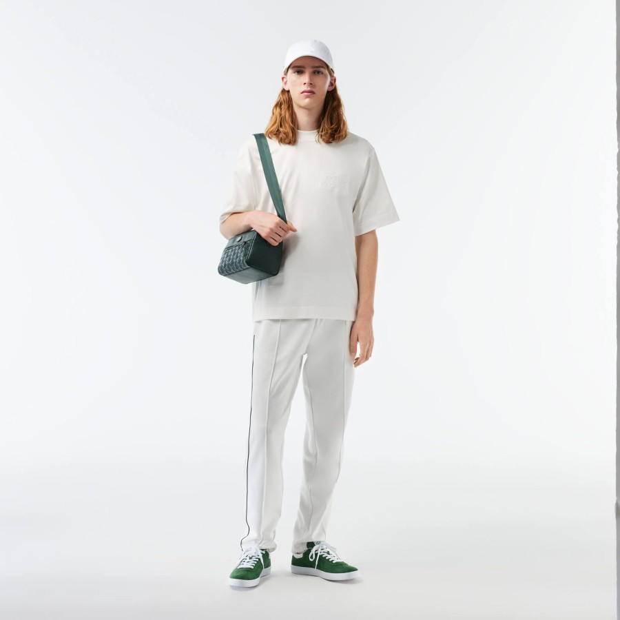 Men Lacoste T-Shirts | Embroidered Loose Fit Cotton T-Shirt White