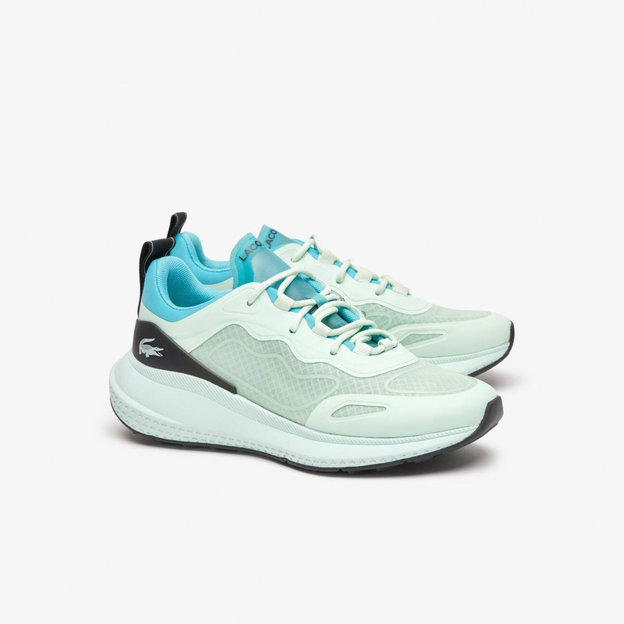 Women Lacoste Sneakers | Women'S Active 4851 Colourblock Textile Trainers Light Turquoise / Black Ang