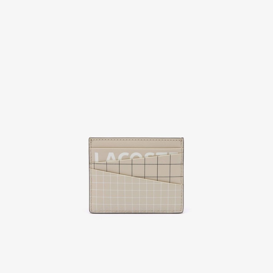 Men Lacoste Wallets & Small Leather Goods | Contrast Branding Leather Card Holder Eco Kelp Hammam