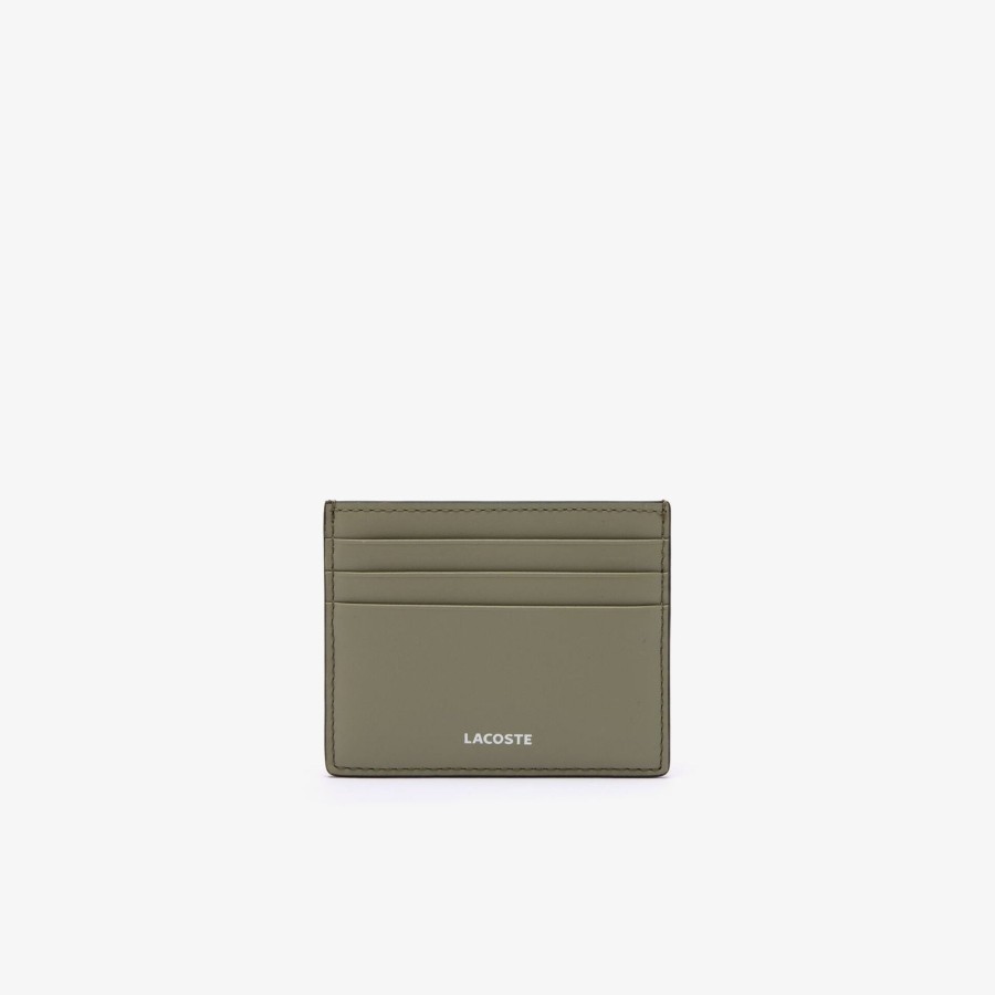 Men Lacoste Wallets & Small Leather Goods | Contrast Branding Leather Card Holder Eco Kelp Hammam