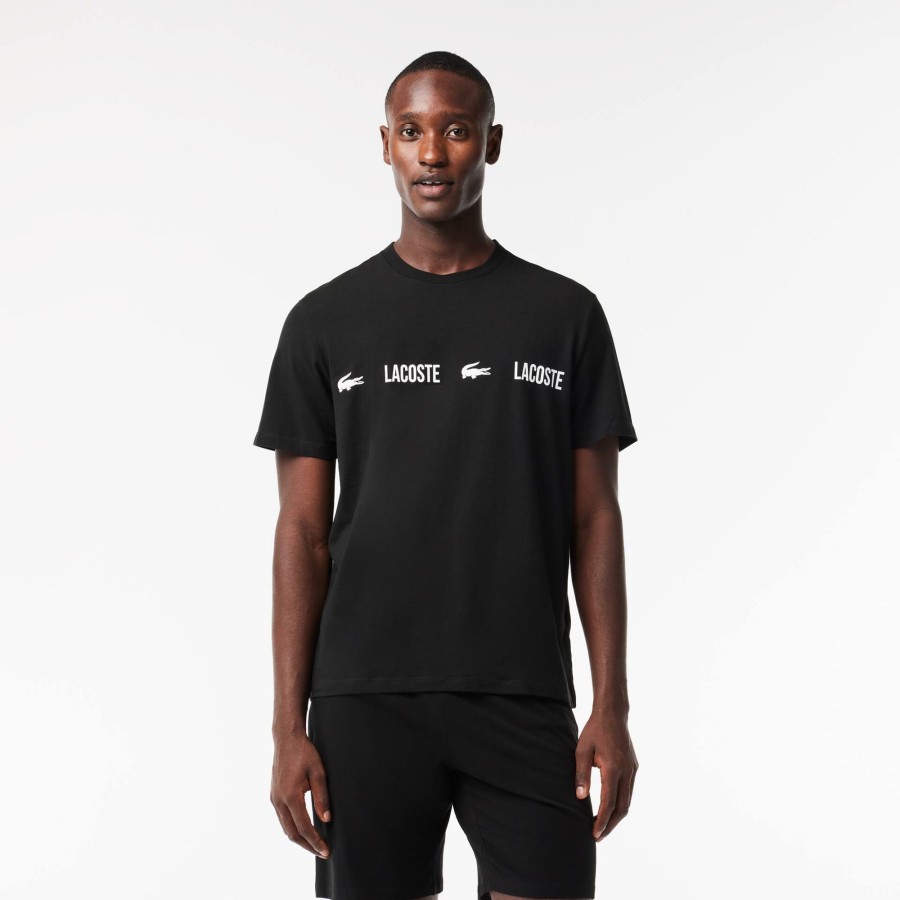 Men Lacoste Underwear & Lounge Wear | Branded Jersey Pyjama Top Black / White