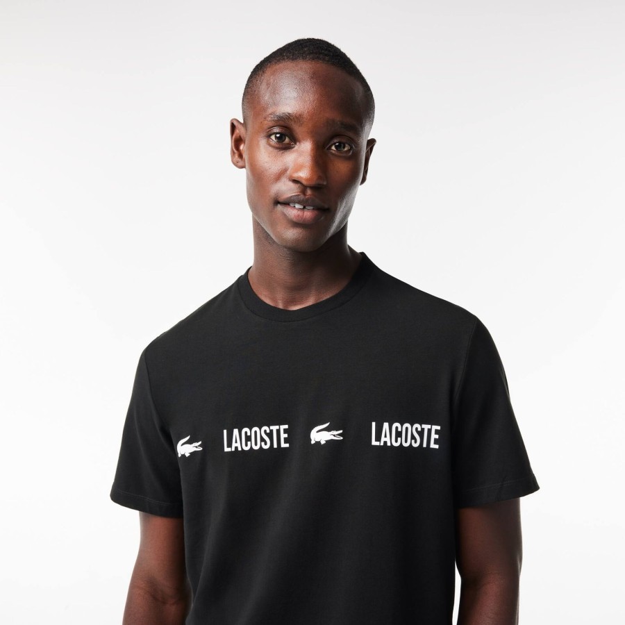 Men Lacoste Underwear & Lounge Wear | Branded Jersey Pyjama Top Black / White