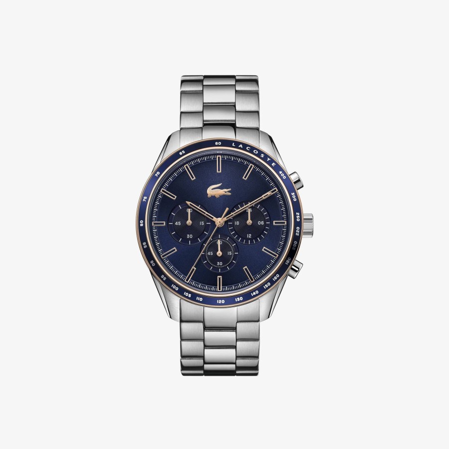 Men Lacoste Watches | Boston Chrono Watch - Navy With Stainless Steel Strap Blue