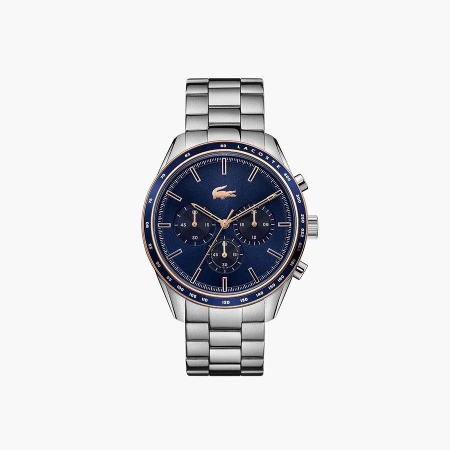 Men Lacoste Watches | Boston Chrono Watch - Navy With Stainless Steel Strap Blue