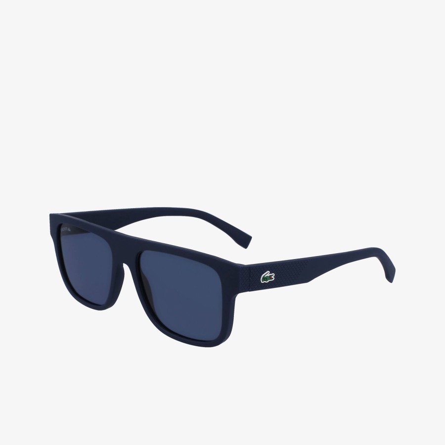 Men Lacoste Sunglasses | Modified Rectangle Plant Based Resin L.12.12 Sunglasses Matte Blue