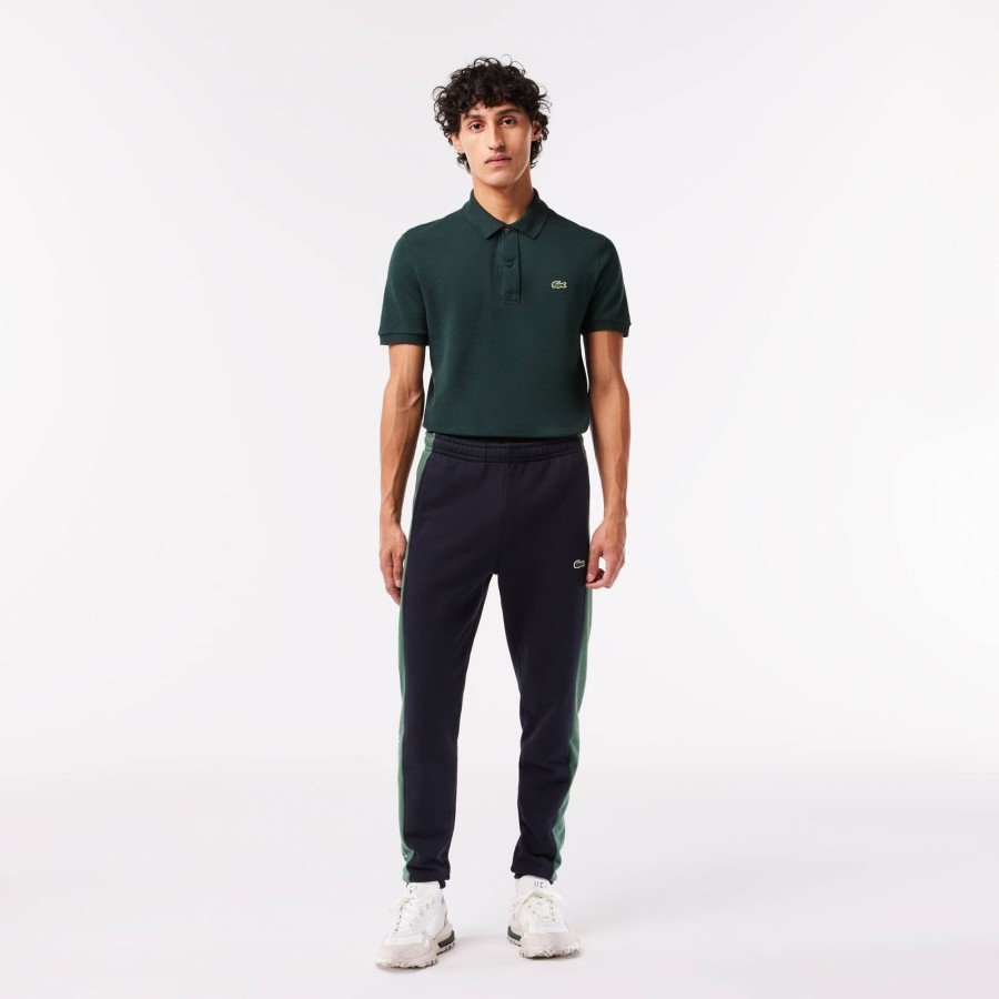 Men Lacoste Trousers & Shorts | Colourblock Jogger Track Pants Navy Blue / Dark Green