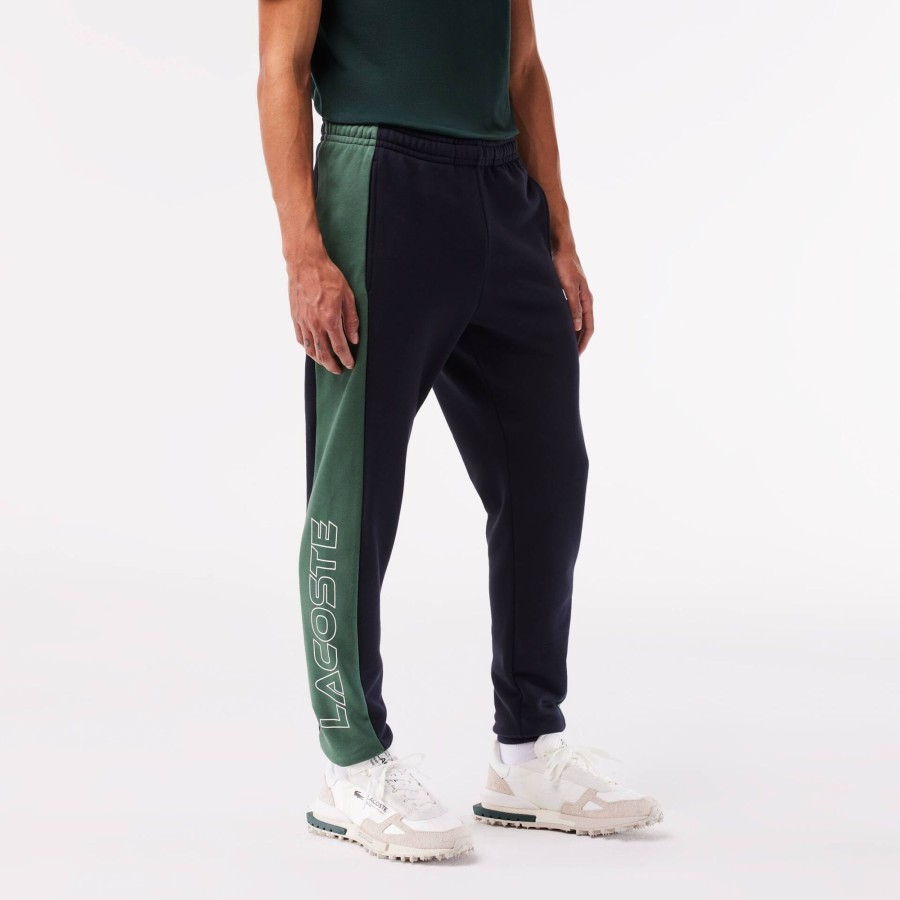 Men Lacoste Trousers & Shorts | Colourblock Jogger Track Pants Navy Blue / Dark Green