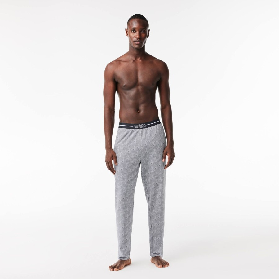 Men Lacoste Underwear & Lounge Wear | Cotton Fleece Lounge Pants Grey Chine / Dark Grey