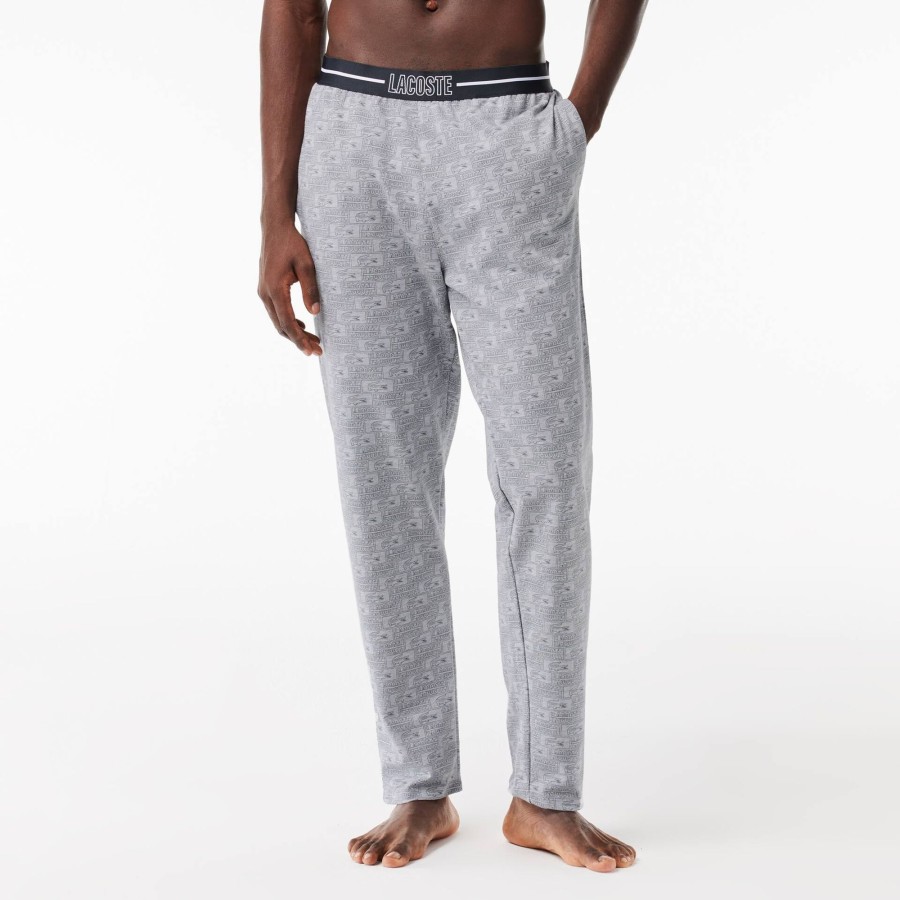 Men Lacoste Underwear & Lounge Wear | Cotton Fleece Lounge Pants Grey Chine / Dark Grey