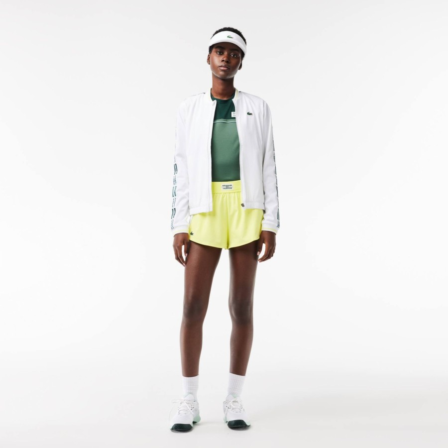 Women Lacoste Tennis | Recycled Fabric Lined Tennis Shorts Flashy Yellow / White / Flashy Yellow Pi4