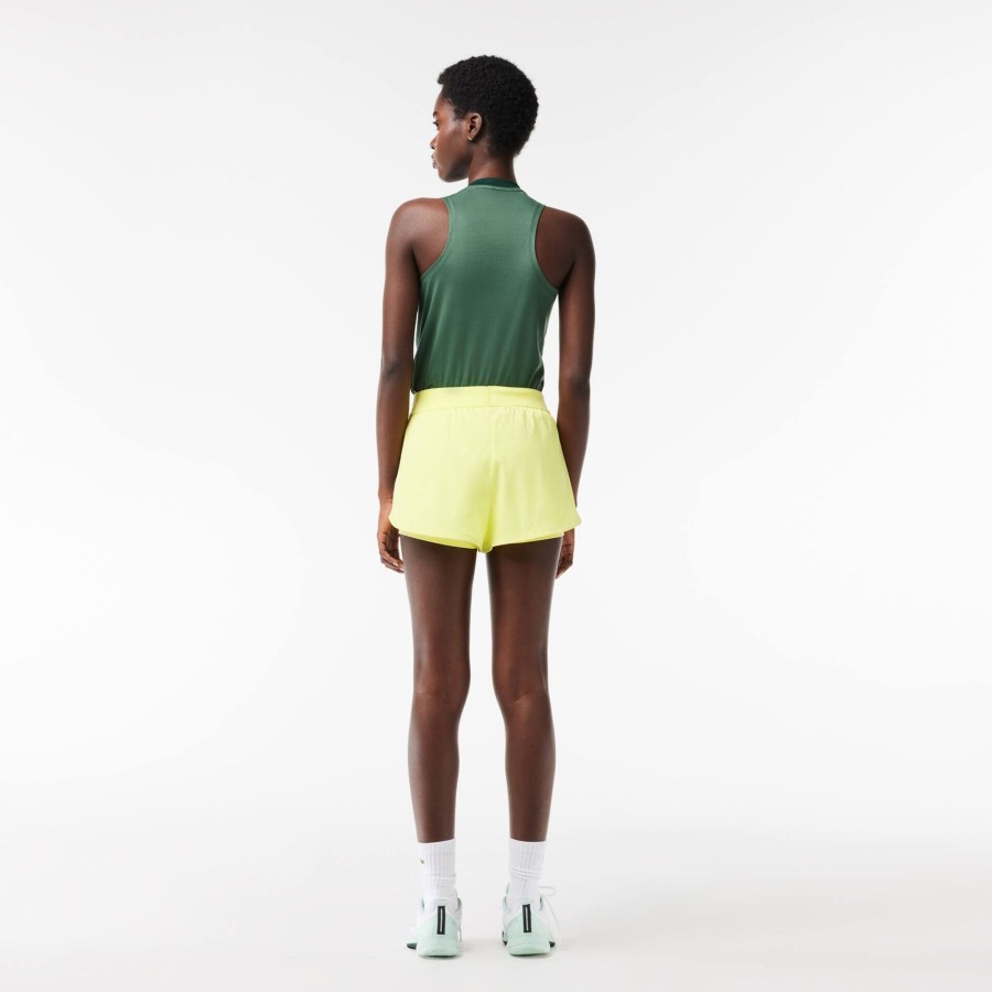 Women Lacoste Tennis | Recycled Fabric Lined Tennis Shorts Flashy Yellow / White / Flashy Yellow Pi4