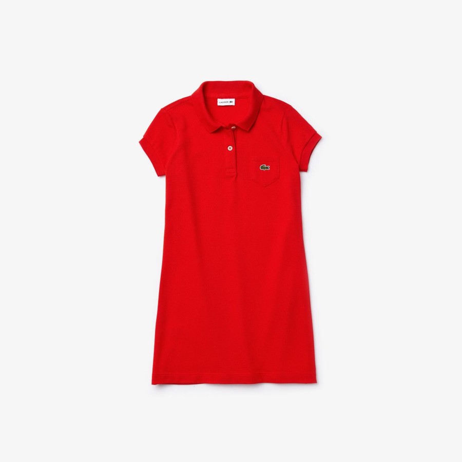 Kids Lacoste Girl Clothing | Girl'S Polo-Style Cotton Dress Red S5H