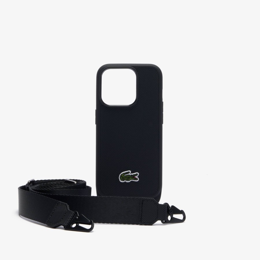 Women Lacoste Iphone Cases | Croc Embroidery Iphone 15 Pro Case Noir 000