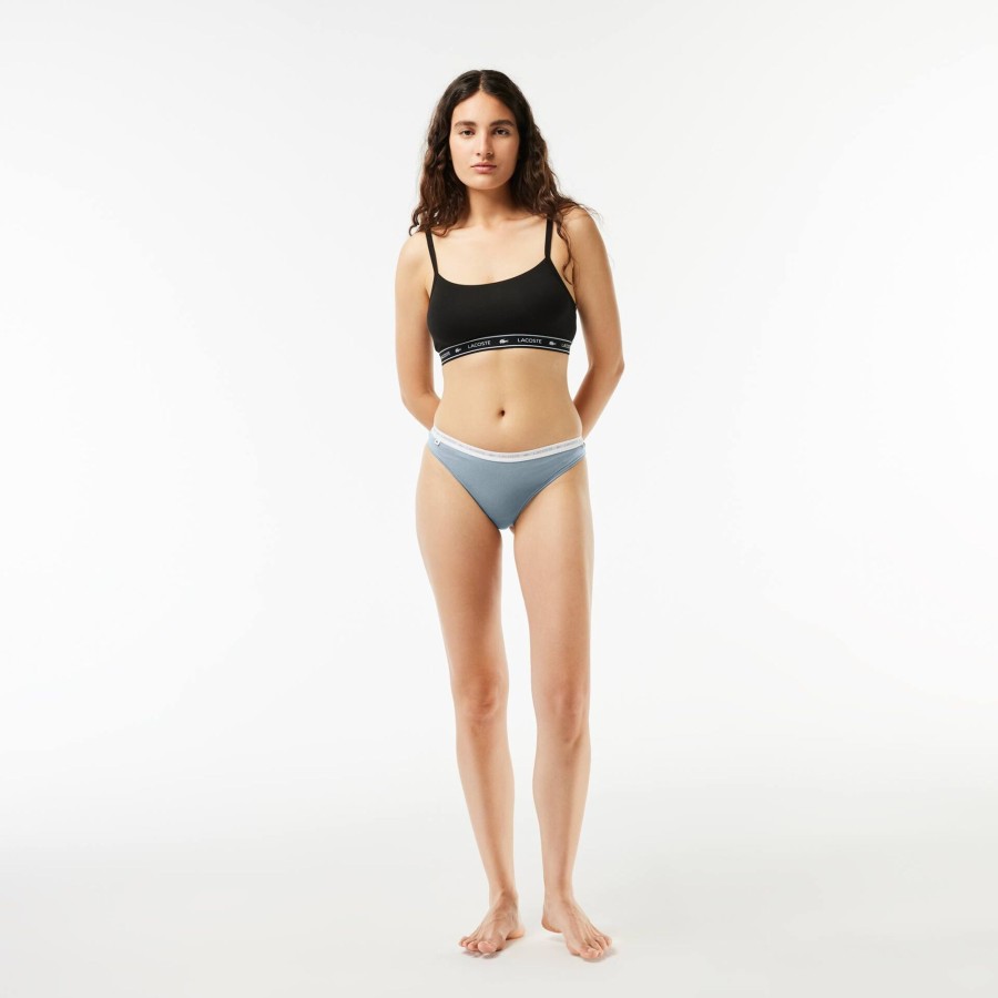 Women Lacoste Underwear & Loungewear | 3-Pack Thongs Black / Grey / Pink Mid