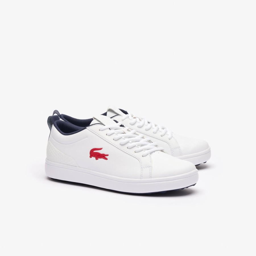 Men Lacoste Golf | Men'S G Elite Golf Shoes White, Navy & Red