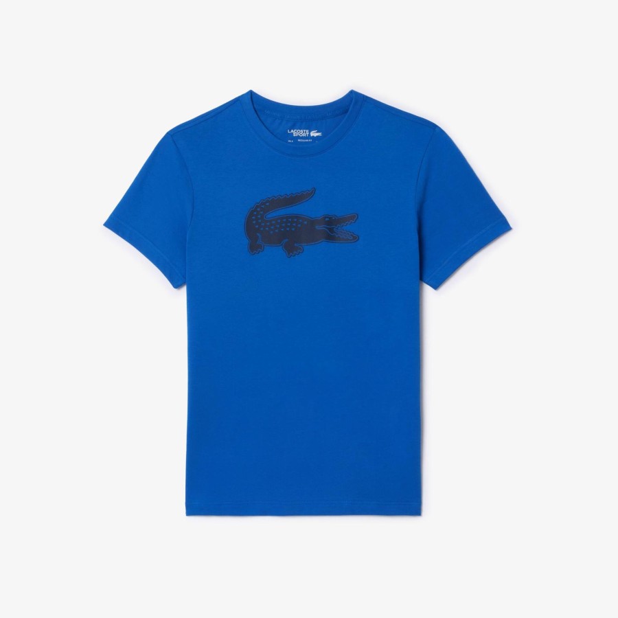 Men Lacoste Sport Clothing | Men'S Lacoste Sport 3D Print Crocodile Breathable Jersey T-Shirt Blue / Navy Blue