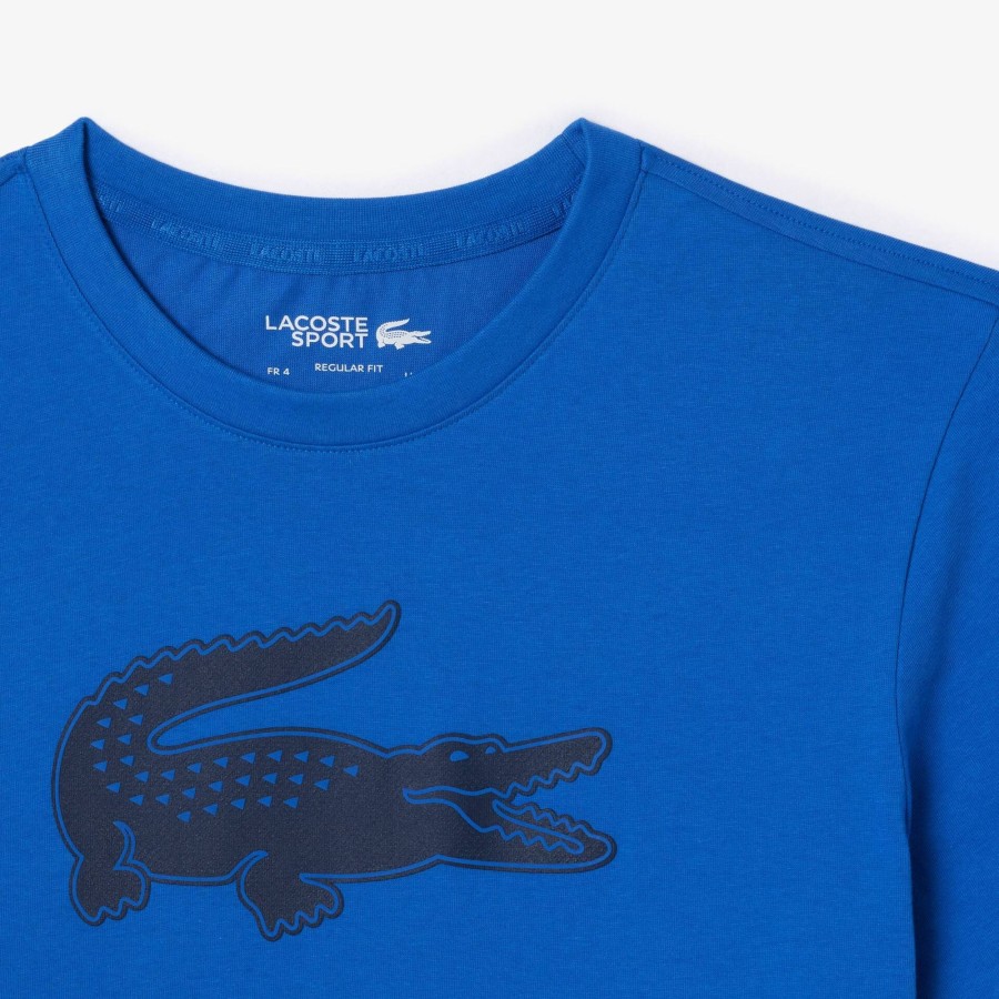 Men Lacoste Sport Clothing | Men'S Lacoste Sport 3D Print Crocodile Breathable Jersey T-Shirt Blue / Navy Blue