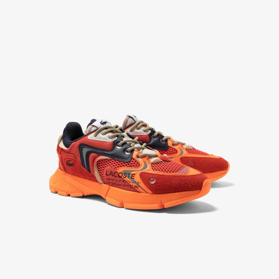 Men Lacoste Sneakers | Men'S Lacoste L003 Neo Trainers Red / Orange