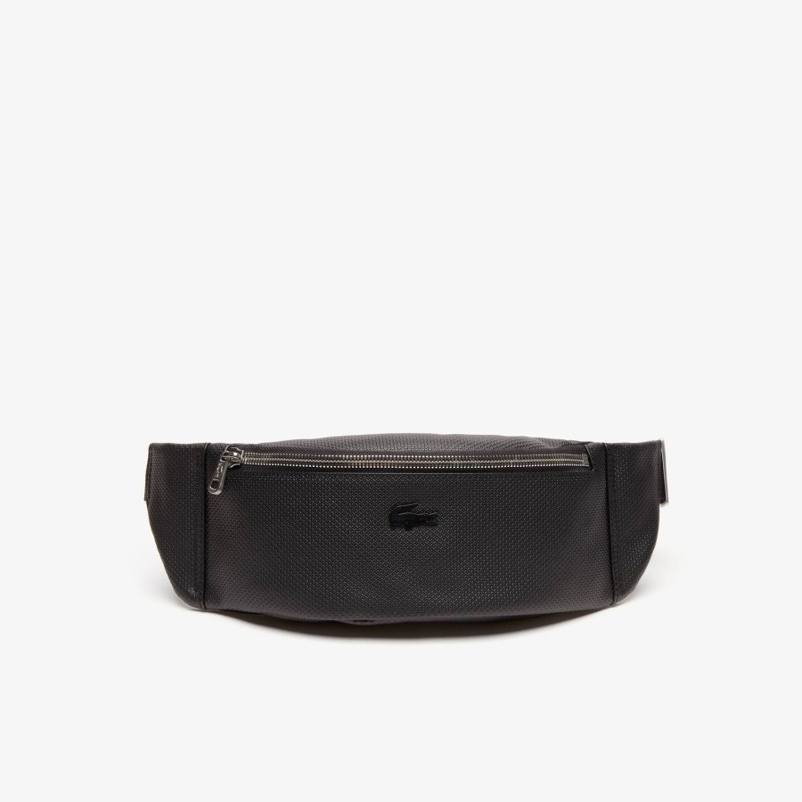 Men Lacoste Bum Bags | Men'S Chantaco Soft Leather Belt Bag Noir