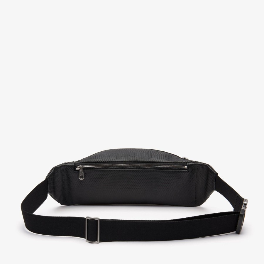 Men Lacoste Bum Bags | Men'S Chantaco Soft Leather Belt Bag Noir