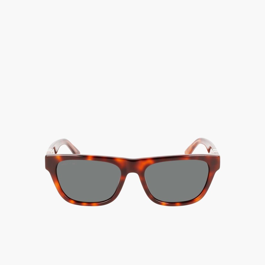 Men Lacoste Sunglasses | Men'S Scale-Style Rectangle Acetate L.12.12 Sunglasses Tortoise