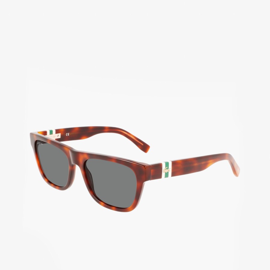 Men Lacoste Sunglasses | Men'S Scale-Style Rectangle Acetate L.12.12 Sunglasses Tortoise