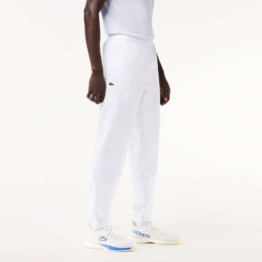 Men Lacoste Fitness & Training | Men'S Lacoste Sport Lightweight Fabric Tracksuit Trousers White