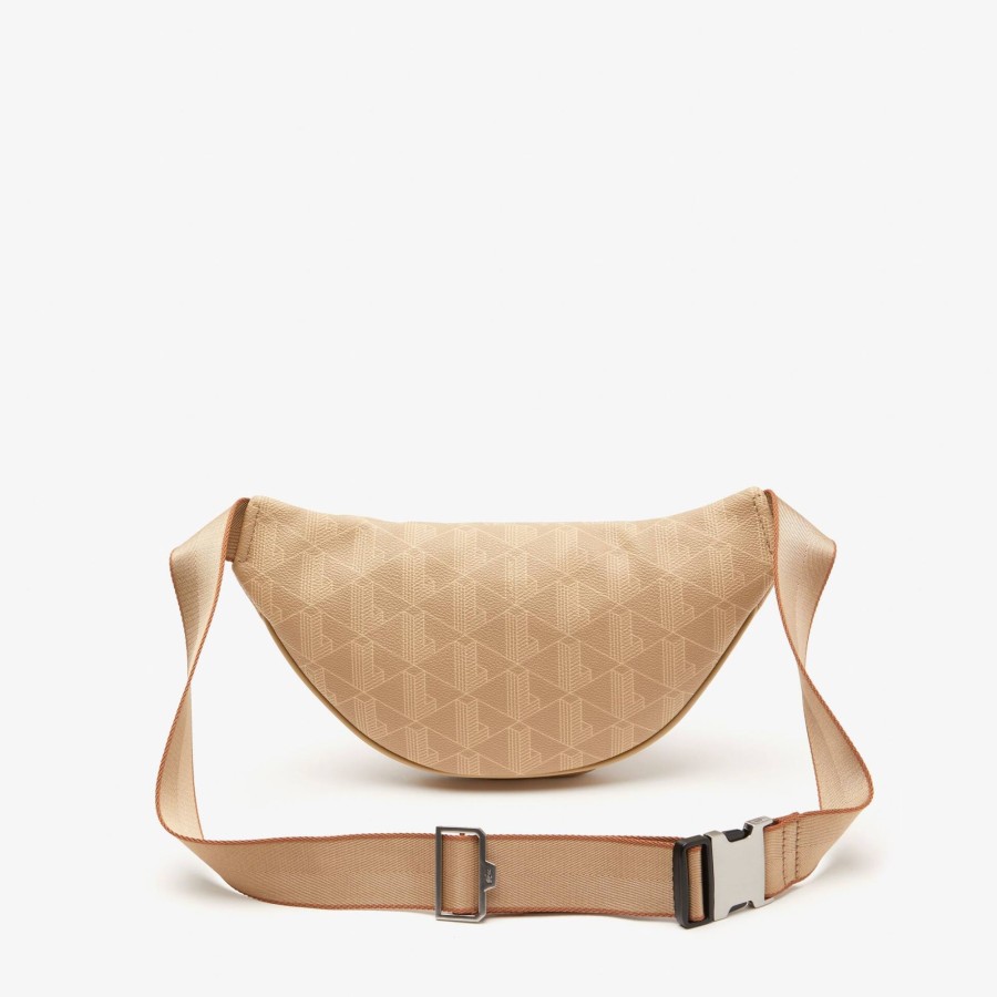 Men Lacoste Bum Bags | Men'S Lacoste The Blend Monogram Print Belt Bag Mono Viennois Beige Pecan