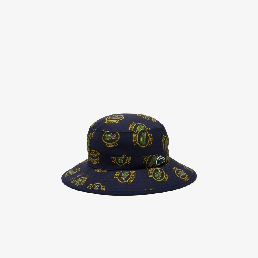 Men Lacoste Golf | Anti-Uv Printed Golf Hat Navy Blue / Yellow / Black