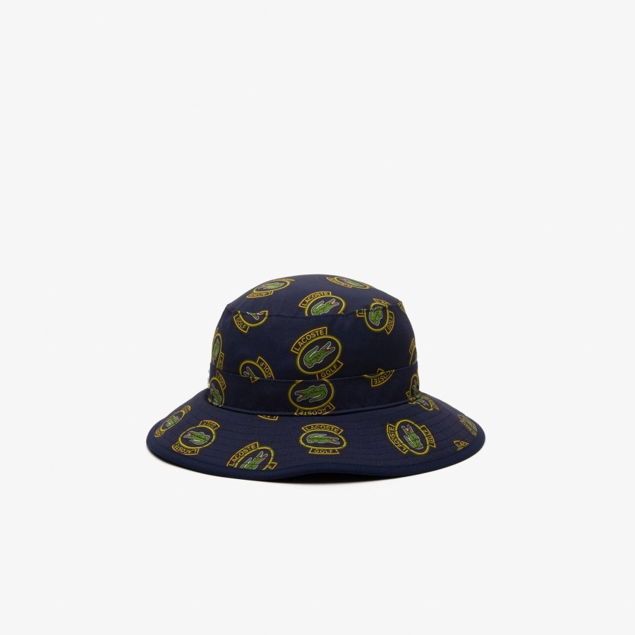 Men Lacoste Golf | Anti-Uv Printed Golf Hat Navy Blue / Yellow / Black