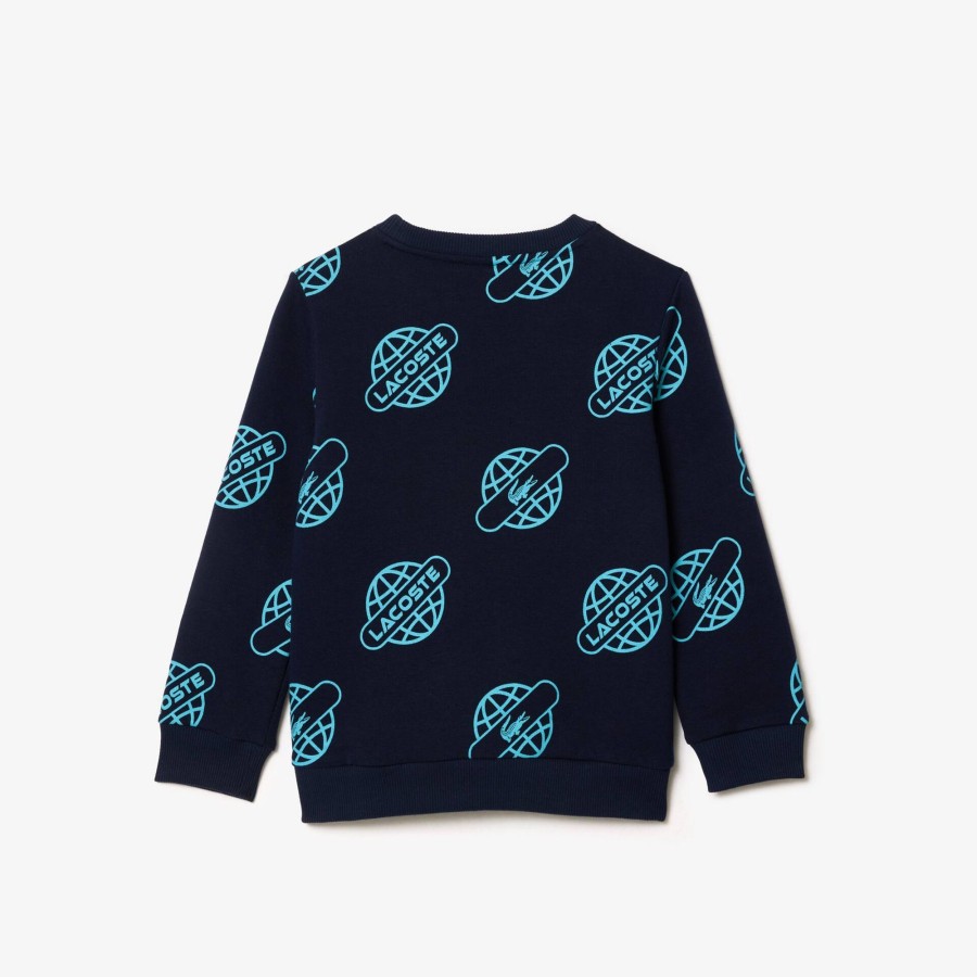 Kids Lacoste Girl Clothing | Contrast Print Sweatshirt Navy Blue / Blue Ri4