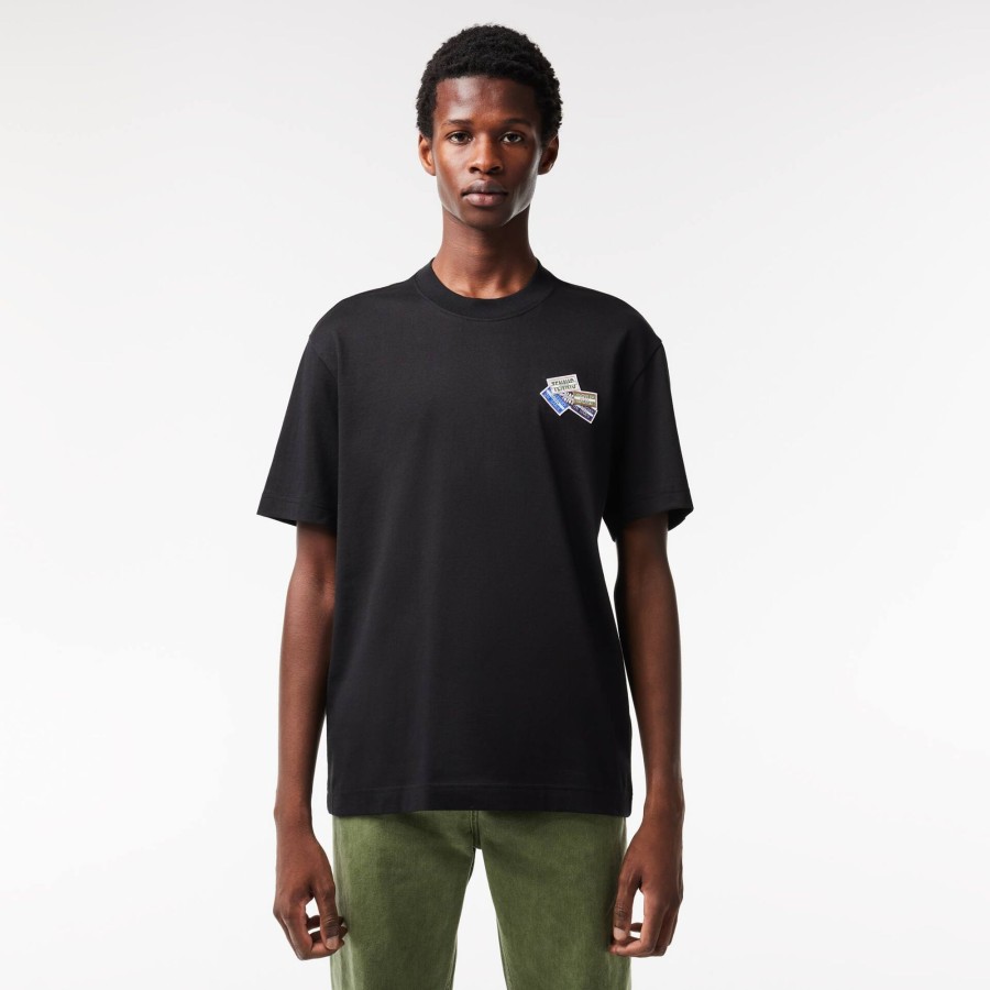 Men Lacoste T-Shirts | Heavy Cotton Jersey Multi Badge T-Shirt Black