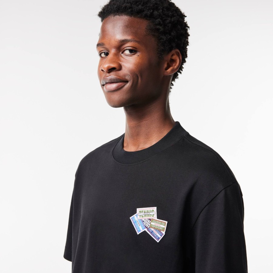 Men Lacoste T-Shirts | Heavy Cotton Jersey Multi Badge T-Shirt Black