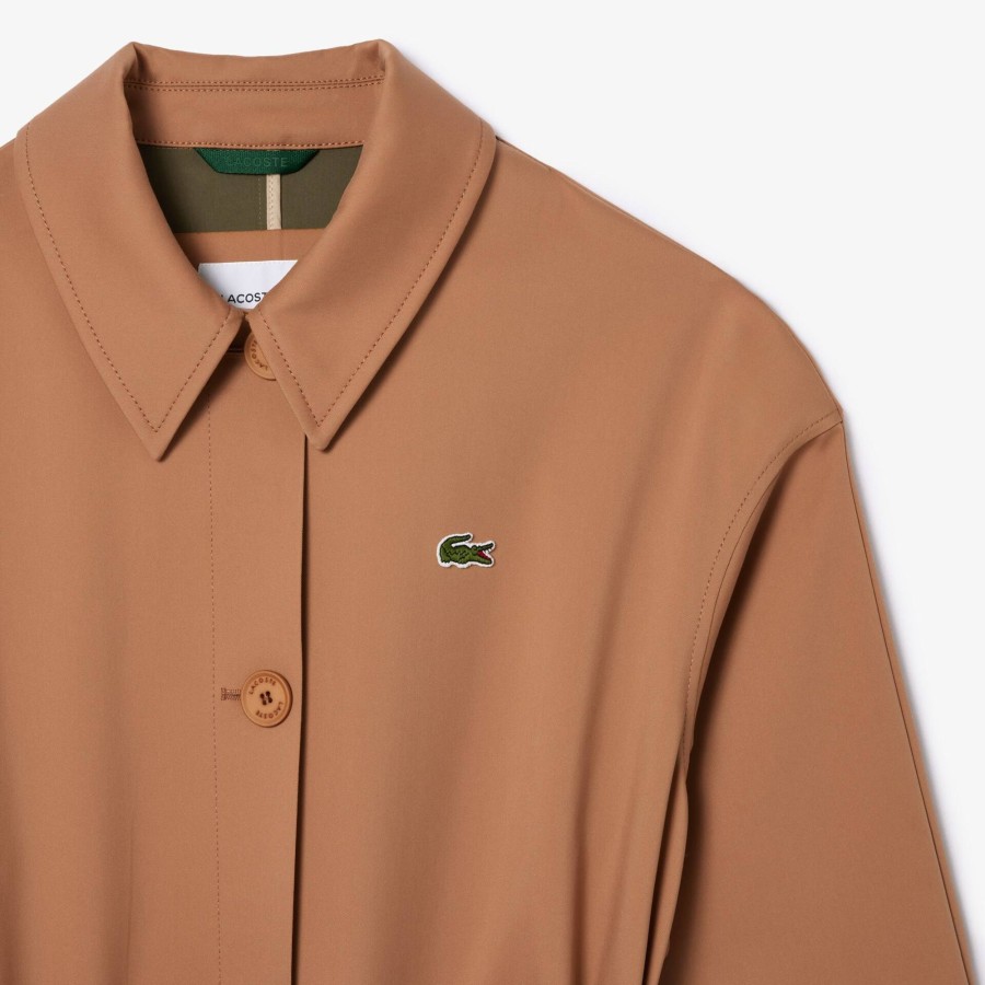 Women Lacoste Jackets & Coats | Oversized Cotton Coat Brown Six