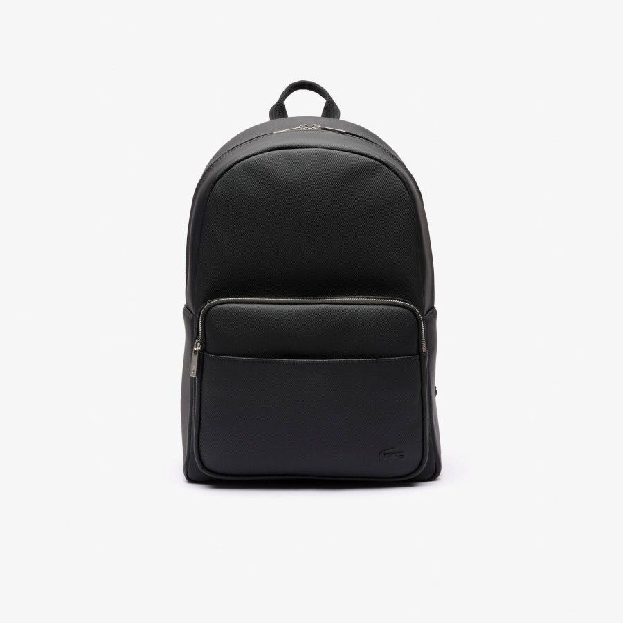 Men Lacoste Backpack | Men'S Classic Laptop Pocket Backpack Noir