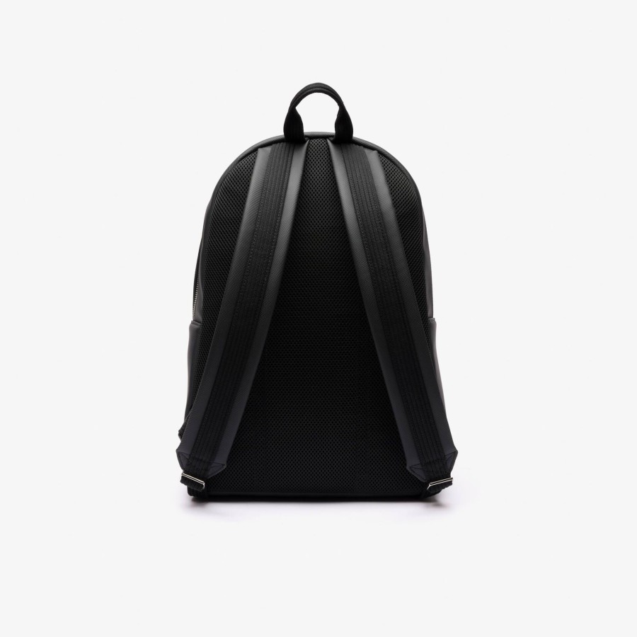 Men Lacoste Backpack | Men'S Classic Laptop Pocket Backpack Noir