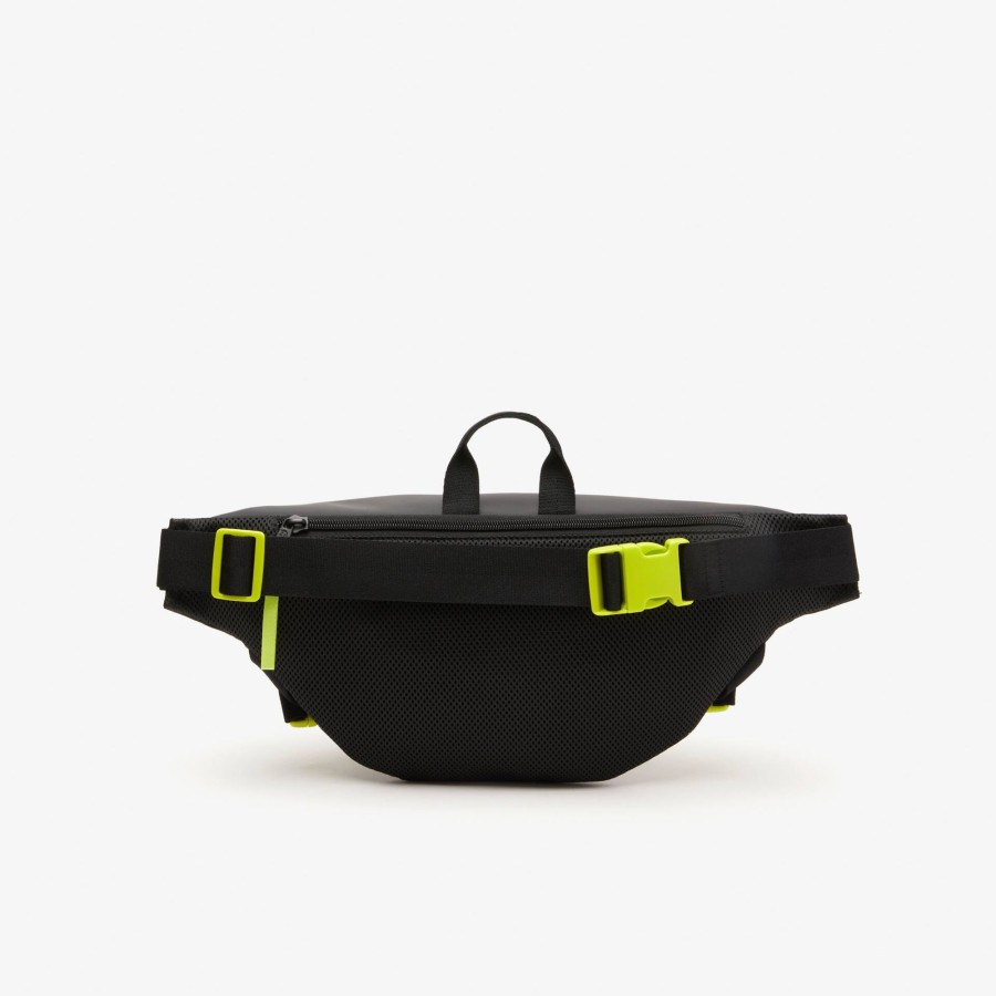 Men Lacoste Bum Bags | Men'S Lacoste Showerproof Belt Bag Noir Lime