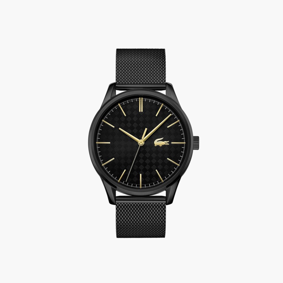 Men Lacoste Watches | Gents Vienna 3 Hands Watch Ionic Plated Steel Strap Black