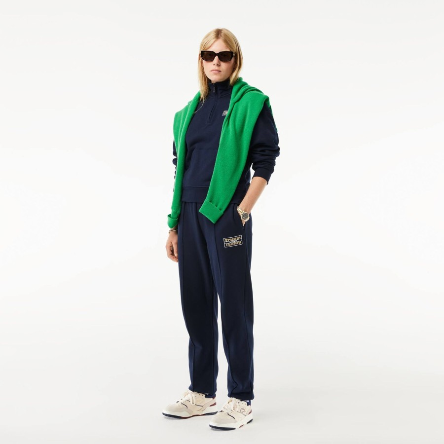 Women Lacoste Sweatshirts | High Neck Zipped Fleece Jogger Sweatshirt Navy Blue 166