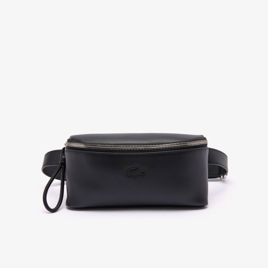 Women Lacoste Wallets & Small Leather Goods | Leather Banana Style Purse Noir 000