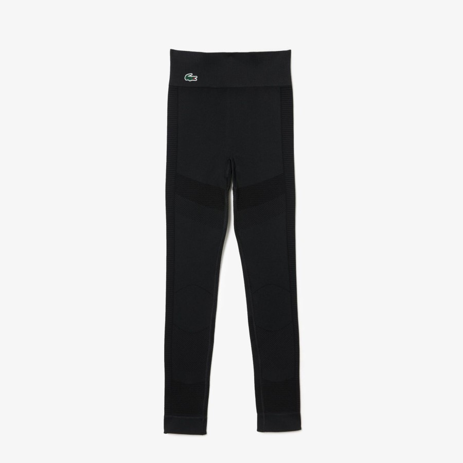 Women Lacoste Fitness & Training | Seamless Absorbent Sports Leggings Black 031