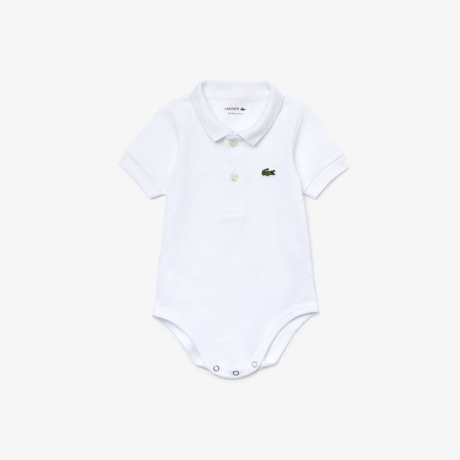 Kids Lacoste Accessories | Baby Organic Cotton Pique Bodysuit In Recycled Cardboard Box Set White 001