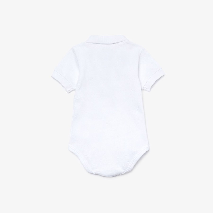 Kids Lacoste Accessories | Baby Organic Cotton Pique Bodysuit In Recycled Cardboard Box Set White 001