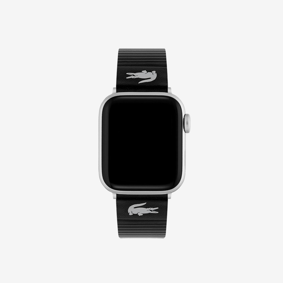 Women Lacoste Watches | Unisex Lacoste Black Leather Apple Watch Strap Black 000