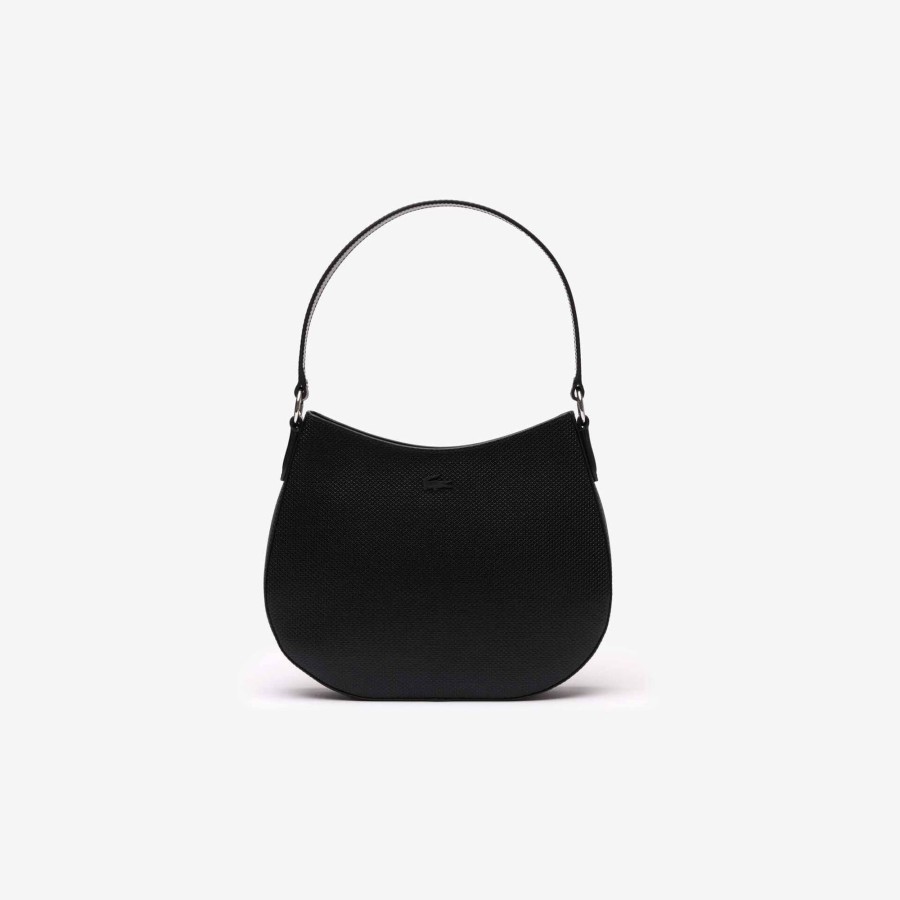 Women Lacoste Cross Body | Chantaco Classics Leather Hobo Purse Noir 000