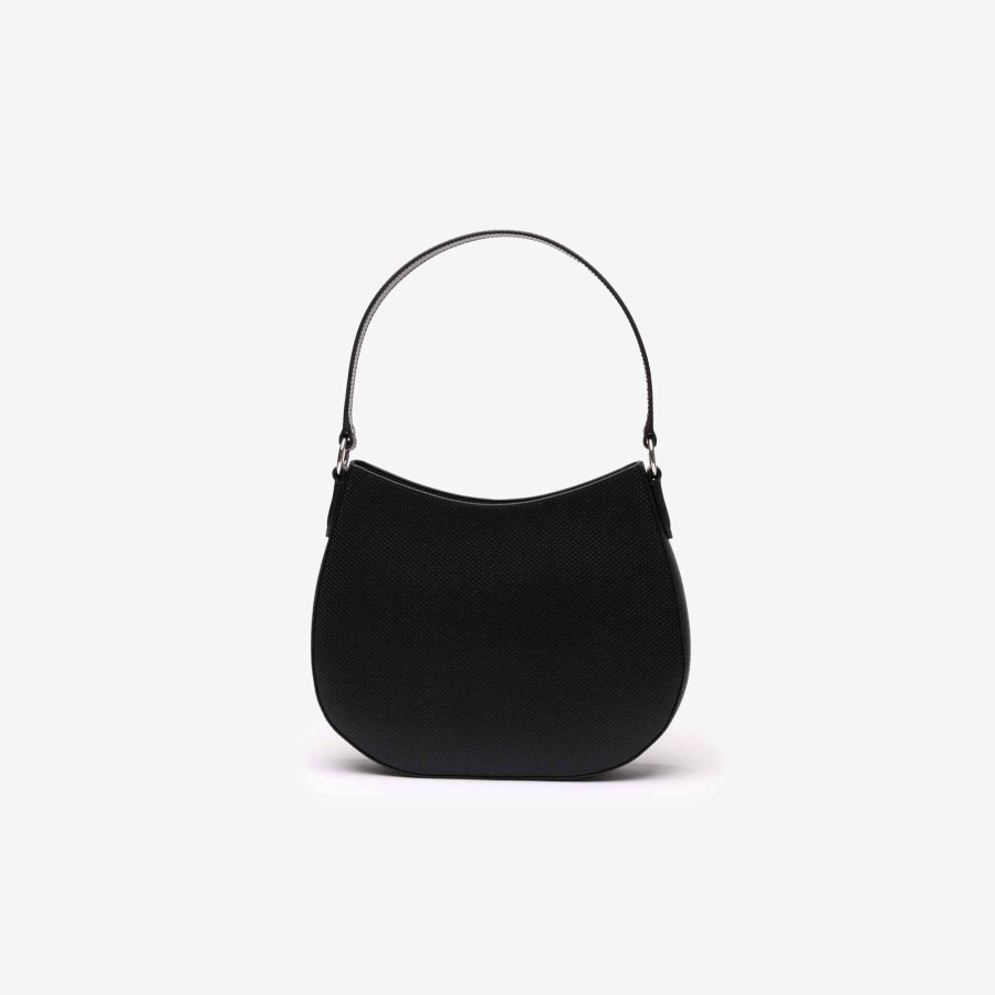 Women Lacoste Cross Body | Chantaco Classics Leather Hobo Purse Noir 000