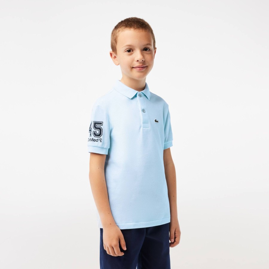 Kids Lacoste Boy Clothing | Boys' Lacoste Club Med Classic Fit Polo Shirt Light Blue T01