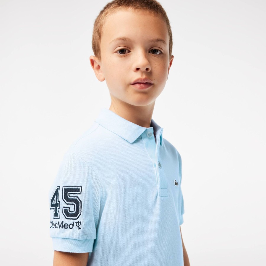 Kids Lacoste Boy Clothing | Boys' Lacoste Club Med Classic Fit Polo Shirt Light Blue T01