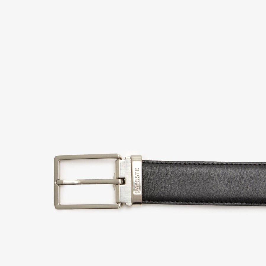 Men Lacoste Belts | Men'S Lacoste Two Pin Buckle Belt Gift Set Noir Marron