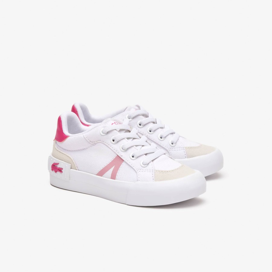 Kids Lacoste Shoes | Infants' L004 Textile Colourblock Trainers White & Pink B53